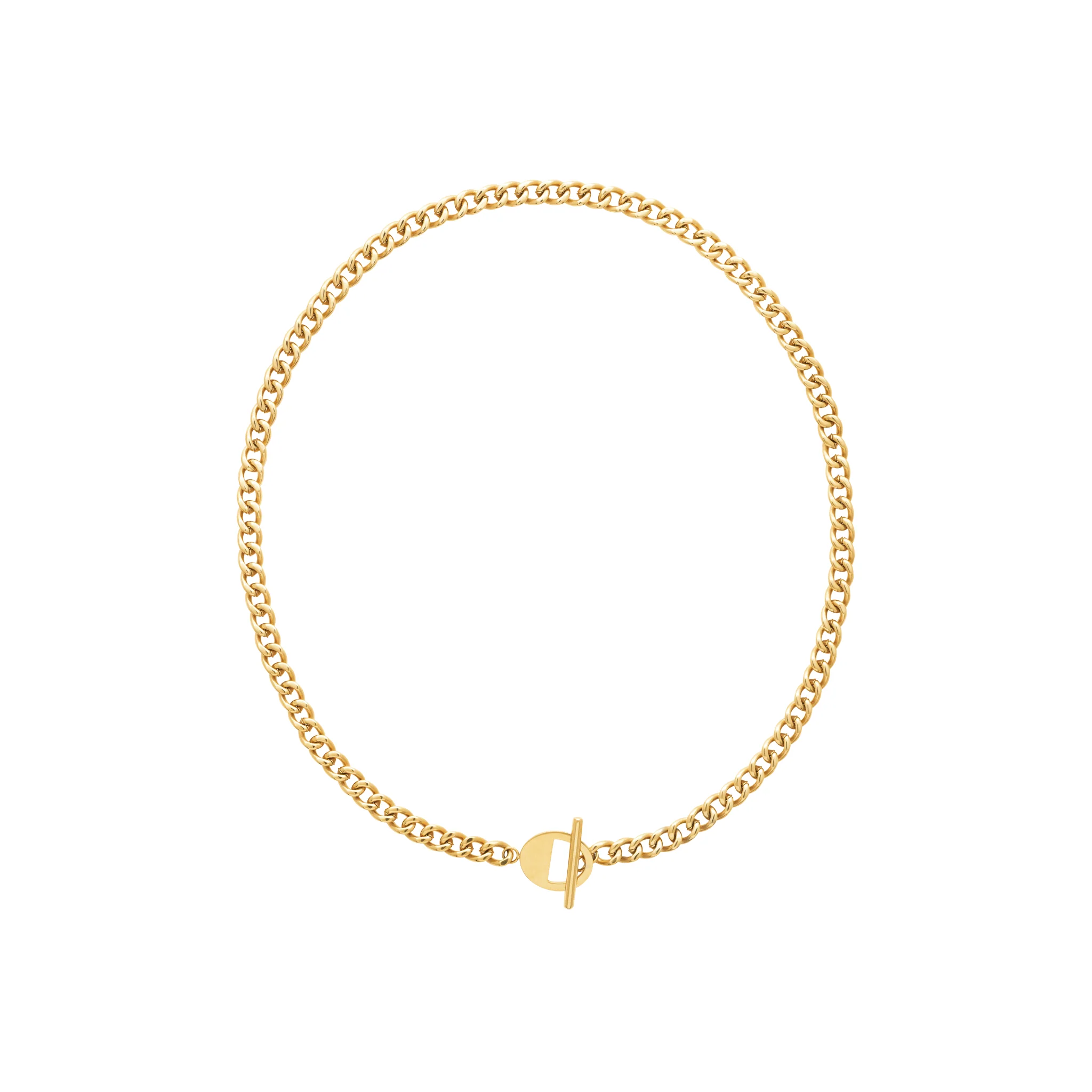 Collier maille gourmette en acier doré avec fermoir bâton – Image 2