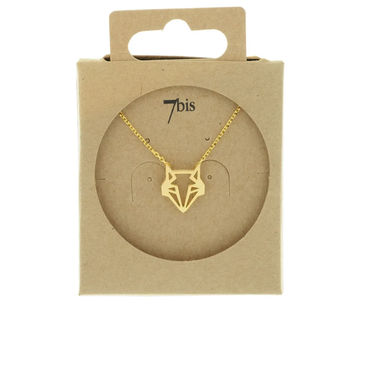 Collier tête de renard origami doré – Image 3